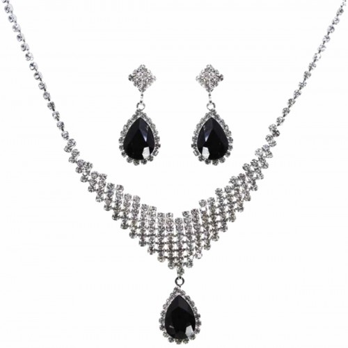 Venetti Collection Gemstone Diamante Necklace and Earrings Set