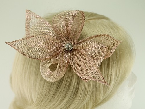 Elegance Collection Diamante Clip Fascinator with Matching Sinamay Bag