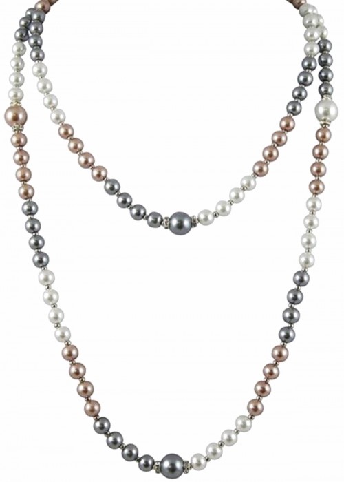 Venetti Collection Double Length Glass Pearl Necklace