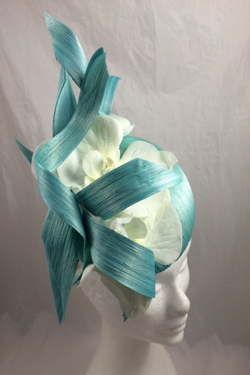 Suzie Mahony Designs Aqua Silk Orchid Hat