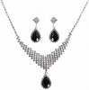 Venetti Collection Gemstone Diamante Necklace and Earrings Set in Black