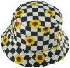 Unisex Kids Reversible Packable Summer Printed Bucket Hat in Check Sunflower