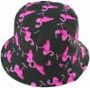 Unisex Kids Reversible Packable Summer Printed Bucket Hat  in Flamingos Dark Navy