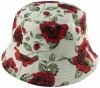 Unisex Kids Reversible Packable Summer Printed Bucket Hat in Roses Red