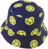 Unisex Kids Reversible Packable Summer Printed Bucket Hat  in Smiley Navy