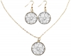  Threaded Flower Disc Necklace and Earrings Set