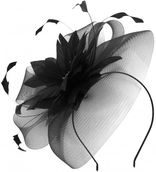 J Bees Millinery Veil and Shaped Feather Events Headpiece