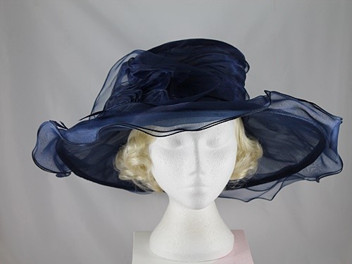 Wide Brimmed Rosette Organza Hat