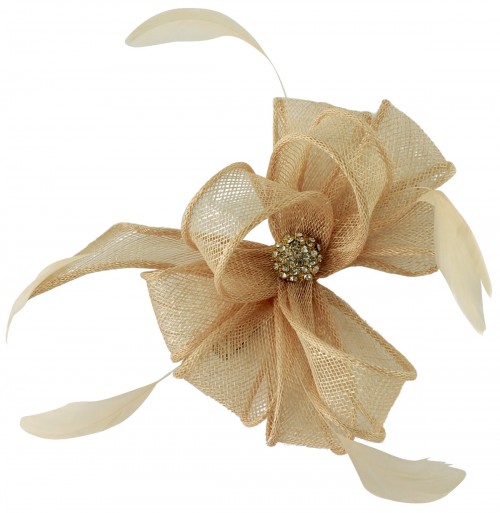 Elegance Collection Small Clip Fascinator with Matching Sinamay Bag