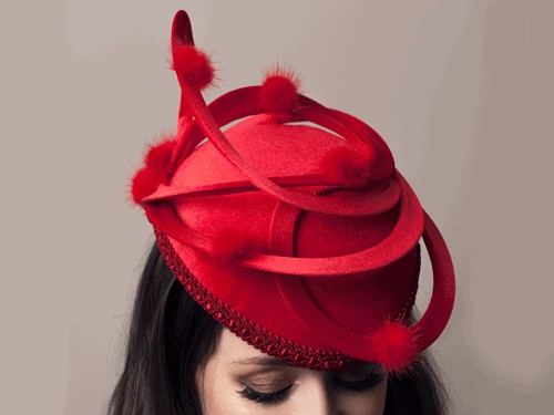Deb Fanning Millinery Red Velvet Looped Hat