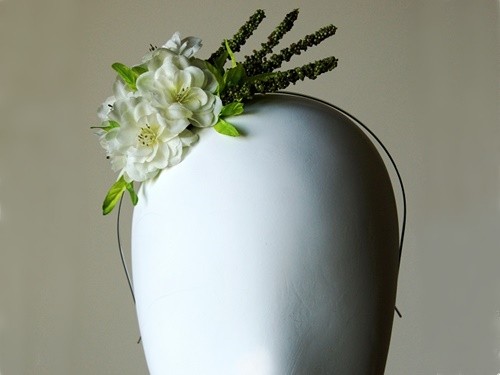 Elouise Collection Small White and Lime Silk Floral Headpiece