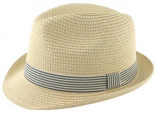 Hawkins Straw Trilby with Blue Banding