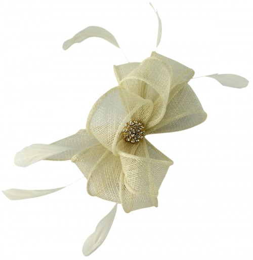 Elegance Collection Small Clip Fascinator with Matching Sinamay Bag