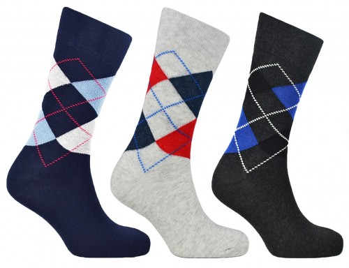 Pierre Klein Mens Cotton Blend Argyle Socks