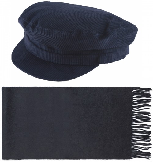 Failsworth Millinery Mariner Cord Cap with Matching Lambswool Scarf
