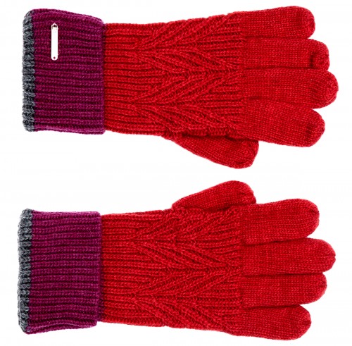 Alice Hannah Wool Knitted Gloves in Red