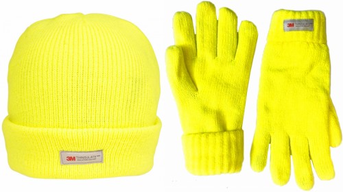 Thinsulate High Vis Beanie with Matching Gloves