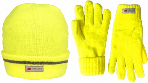 Thinsulate Reflective Hi Vis Beanie with Matching High Vis Gloves