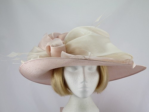 cream and pink wedding hats