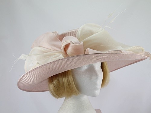 cream and pink wedding hats