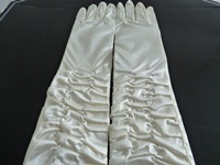 Long Evening Gloves Ivory Ruched