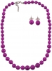 Venetti Collection Graduated Glass Pearl Necklace and Earrings in Cranberry