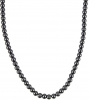 Venetti Collection Long Glass Pearl Necklace in Dark Grey