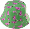 Unisex Kids Reversible Packable Summer Printed Bucket Hat  in Flamingos Green