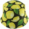 Unisex Kids Reversible Packable Summer Printed Bucket Hat in Lemons Yellow