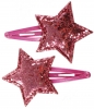 Daisy Daisy Pair of Glitter Star Hair Clip Sleepies in Pink