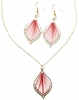 Threaded Pendant Necklace and Earrings Set in Pink