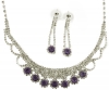 Venetti Collection Crystals and Diamante Necklace and Earrings Set in Purple