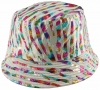 Unisex Kids Reversible Packable Summer Printed Bucket Hat  in Rainbow Stripes White