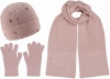 Boardmans Ladies Ruby Beanie with Matching Scarf and Gloves in Pink