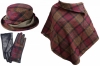 Failsworth Millinery Mallalieus Tweed Hat with Matching Cape and Gloves in Pink
