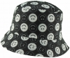 Unisex Adults Reversible Packable Summer Bucket Hat in Smiley Black & White