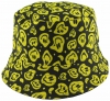 Unisex Adults Reversible Packable Summer Bucket Hat in Smiley Print Yellow