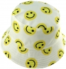 Unisex Kids Reversible Packable Summer Printed Bucket Hat  in Smiley White