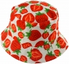 Unisex Kids Reversible Packable Summer Printed Bucket Hat  in Strawberries White